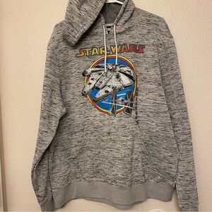 Star Wars Lucas Film gray unisex Millennium Falcon Hoodie retro plus size XXL